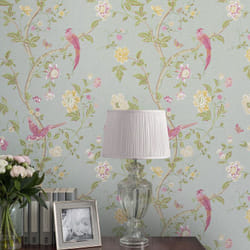 Laura Ashley - Papier peint intissé Summer Palace Duck Egg 1005 x 52cm Multicolore