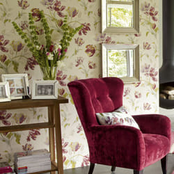 Laura Ashley - Papier peint intissé Tulipes Gosford Cranberry 1005 x 52cm Multicolore