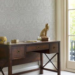 Laura Ashley - Papier peint intissé Heraldic Damask Slate Grey 1005 x 52cm Gris