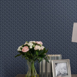 Laura Ashley - Papier peint intissé Seaham Midnight 1005 x 52cm Bleu