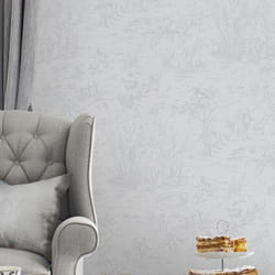 Laura Ashley - Papier peint intissé Toile de Jouy Sugared 1005 x 52cm Gris
