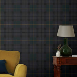 Joules - Papier peint intissé quadrillé Rothero Heritage 1005 x 52cm Bleu