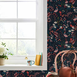 Joules - Papier peint intissé fields Edge floral 1005 x 52cm Bleu