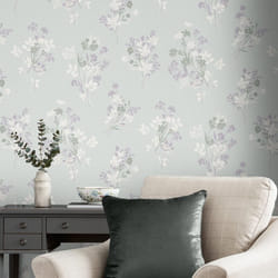 Papier peint intissé Laura Ashley Igerna Pale Duck Egg 1005 x 52cm Bleu