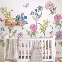 Une envolée de grandes fleurs multicolores composent cette fresque murale panoramique de Laura Ashley. Livré en rouleau de 6  ...