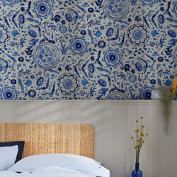 Joules - Papier peint intissé festival flowers 1005 x 52cm Bleu