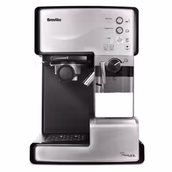 Breville PrimaLATTE, Machine à café 2-en-1, 1,5 L, Dosette de café, Café moulu, Noir, Acier inoxydable