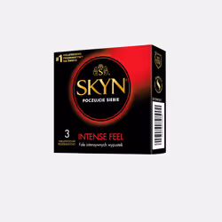 Unimil SKYN Intense Feel, Préservatif masculin, Texturé, Naturel, Extra sensation, 53 mm, 3 pièce(s)