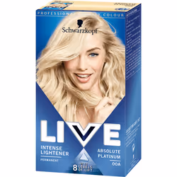 Schwarzkopf Live Color 00A, Blonde, 00A, Absolute Platinum, Femmes, Tous types de cheveux, Maintien de la couleur, Longue dur ...