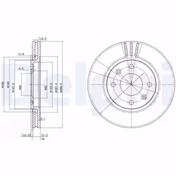 Disque de frein DELPHI BG2871, avant, ventilé, 2 pièce