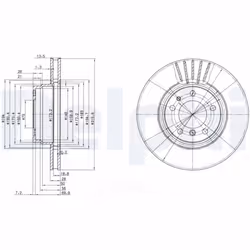 Disque de frein DELPHI BG3039 avant, ventilé, 2 pièce