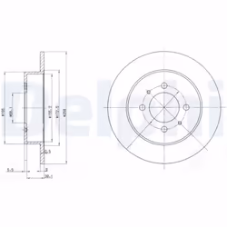 Disque de frein DELPHI BG3125 arrière, plein, 2 pièce