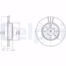 Disque de frein DELPHI BG3134 avant, ventilé, 2 pièce