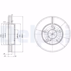 Disque de frein DELPHI BG3177 avant, ventilé, 2 pièce