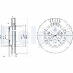 Disque de frein DELPHI BG3187 avant, ventilé, 2 pièce