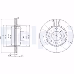 Disque de frein DELPHI BG3206 avant, ventilé, 2 pièce