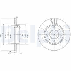 Disque de frein DELPHI BG3206 avant, ventilé, 2 pièce