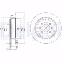 Disque de frein DELPHI BG2873 arrière, plein, 2 pièce