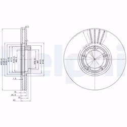 Disque de frein DELPHI BG3365, avant, ventilé, 2 pièce