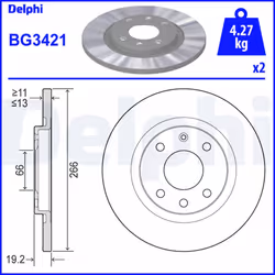 Disque de frein DELPHI BG3421 avant, plein, 2 pièce - Vue supplémentaire 4