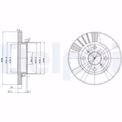 Disque de frein DELPHI BG3424 avant, ventilé, 2 pièce