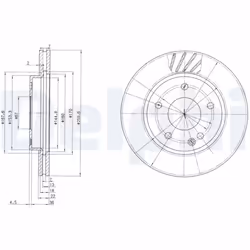 Disque de frein DELPHI BG3395 avant, ventilé, 2 pièce