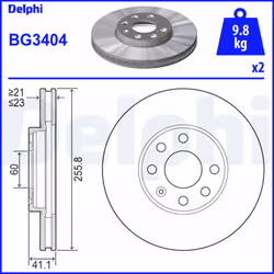 Disque de frein DELPHI BG3404 avant, ventilé, 2 pièce - Vue supplémentaire 8