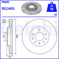Disque de frein DELPHI BG3405 avant, ventilé, 2 pièce - Vue supplémentaire 4