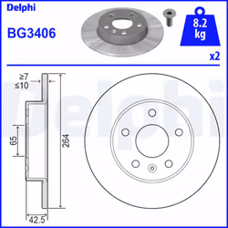 Disque de frein DELPHI BG3406 arrière, plein, 2 pièce - Vue supplémentaire 4