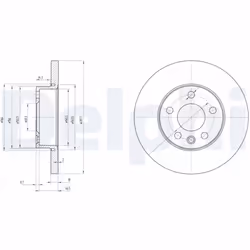 Disque de frein DELPHI BG3415 avant, plein, 2 pièce