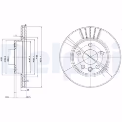 Disque de frein DELPHI BG3417 avant, ventilé, 2 pièce