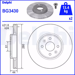 Disque de frein DELPHI BG3430 avant, ventilé, 2 pièce - Vue supplémentaire 4