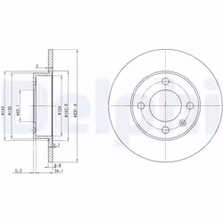 Disque de frein DELPHI BG3505 arrière, plein, 2 pièce