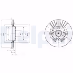 Disque de frein DELPHI BG3509 avant, ventilé, 2 pièce