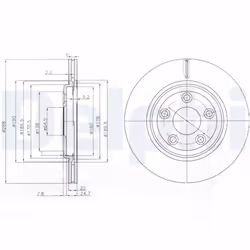 Disque de frein DELPHI BG3512 arrière, ventilé, 2 pièce