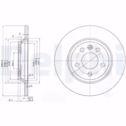Disque de frein DELPHI BG3518 arrière, plein, 2 pièce