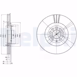 Disque de frein DELPHI BG3528 avant, ventilé, 2 pièce