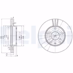 Disque de frein DELPHI BG3531 avant, ventilé, 2 pièce