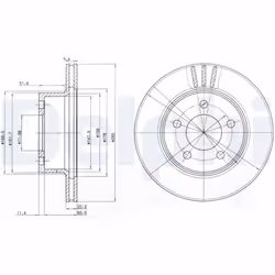 Disque de frein DELPHI BG3532 avant, ventilé, 2 pièce