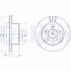 Disque de frein DELPHI BG3533 avant, ventilé, 2 pièce - Vue supplémentaire 4