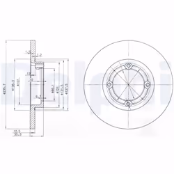 Disque de frein DELPHI BG3551 avant, plein, 2 pièce