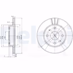 Disque de frein DELPHI BG3555 avant, ventilé, 2 pièce