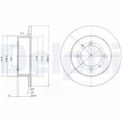Disque de frein DELPHI BG3609 arrière, plein, 2 pièce