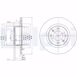 Disque de frein DELPHI BG3621 arrière, plein, 2 pièce