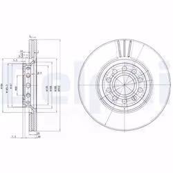 Disque de frein DELPHI BG3657 avant, ventilé, 2 pièce