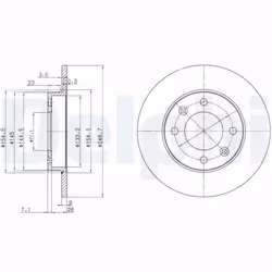 Disque de frein DELPHI BG3653 arrière, plein, 2 pièce