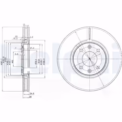 Disque de frein DELPHI BG3675 avant, ventilé, 2 pièce - Vue supplémentaire 4