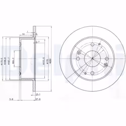 Disque de frein DELPHI BG3677 arrière, plein, 2 pièce