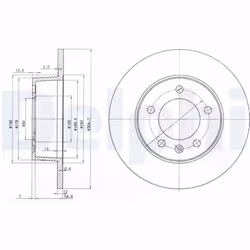 Disque de frein DELPHI BG3681 arrière, plein, 2 pièce