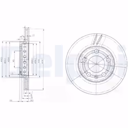 Disque de frein DELPHI BG3695 avant, ventilé, 2 pièce